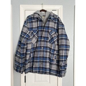 Red Head Flannel Shacket 2XL Jacket Hoodie Zip Button Up Blue Gray Plaid NWT